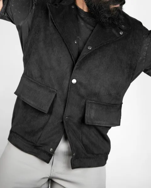Basics Cord Gilet In Black