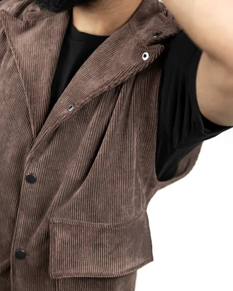 Basics Cord Gilet In Brown