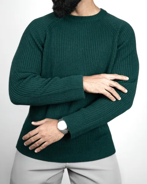 Basics Knitted Jumper in Forest Green