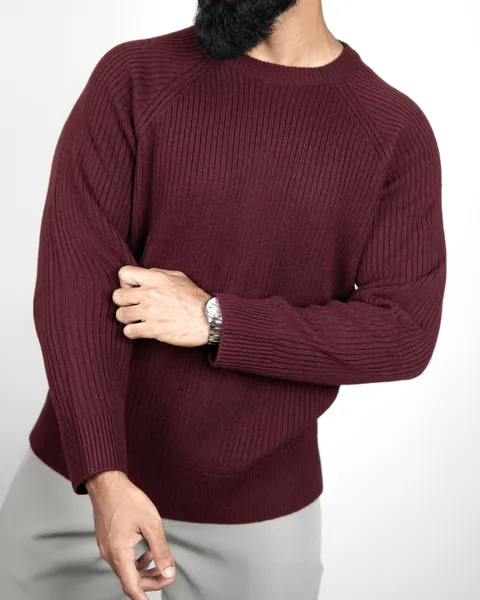 Basics Knitted Jumper in Maroon