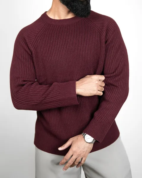 Basics Knitted Jumper in Maroon