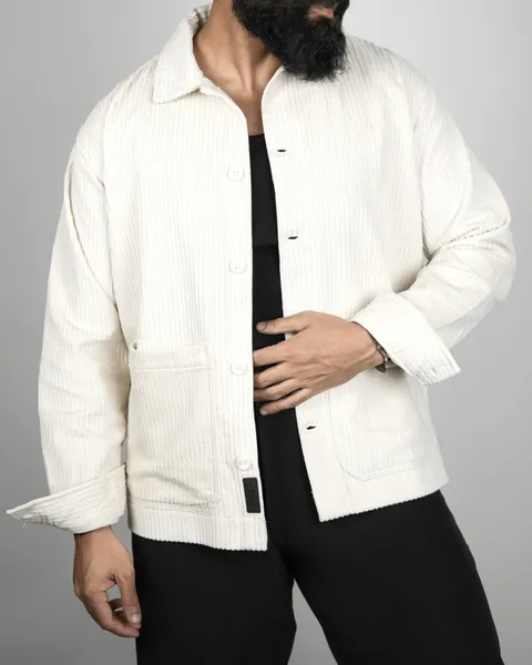 Basics Cord Overshirt in Cream Colorway