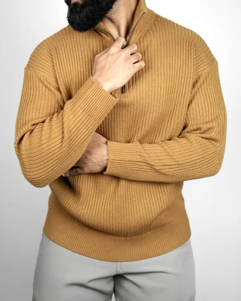 Basics Q-Zip Sweater in Cream Colorway