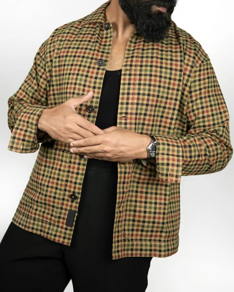 Basics Workshirt in Vitnage Brown Check