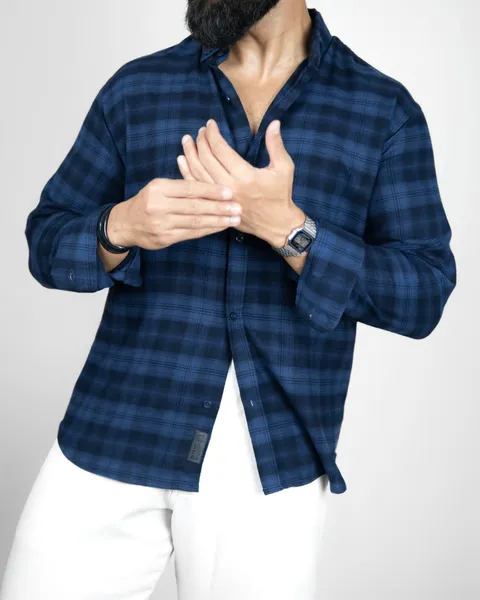 Basics Plaid Flannel Shirts in Indigo Colourway