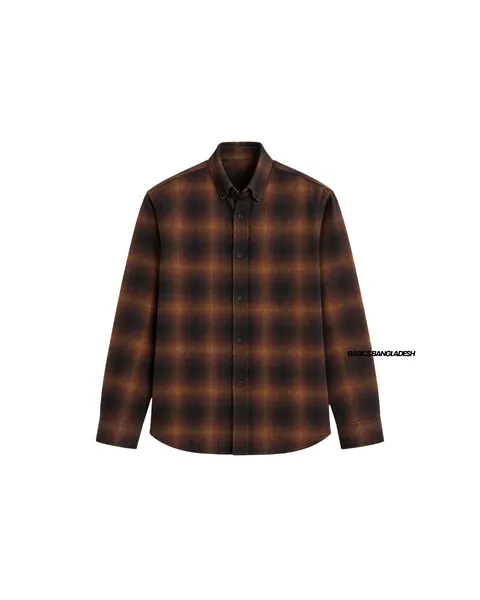 Basics Plaid Flannel Shirts in Retro Amber Colourway
