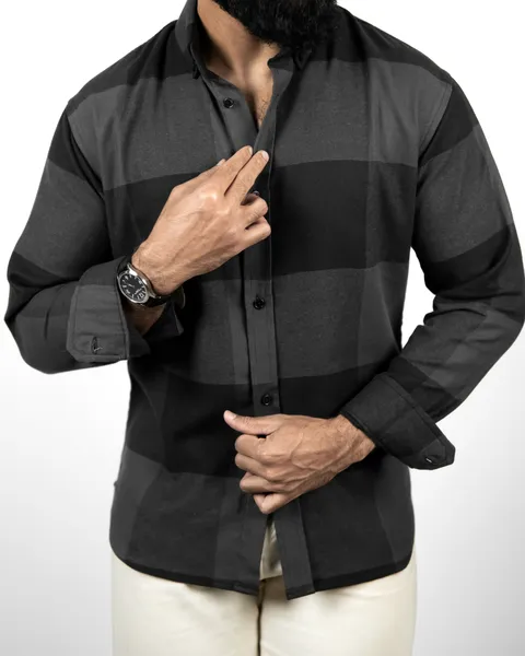 Basics Plaid Flannel Shirts in Retro Black Colourway