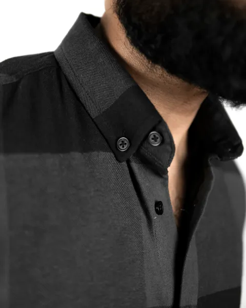 Basics Plaid Flannel Shirts in Retro Black Colourway