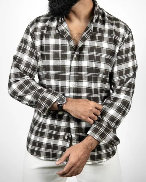 Basics Plaid Flannel Shirts in Retro Brown Colourway