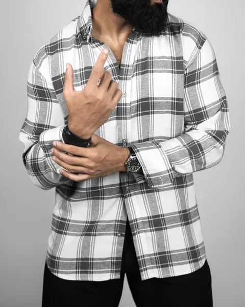Basics Plaid Flannel Shirts in Retro Gray Colourway