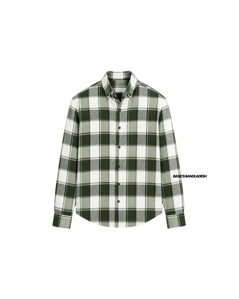 Basics Plaid Flannel Shirts in Retro Green Colourway