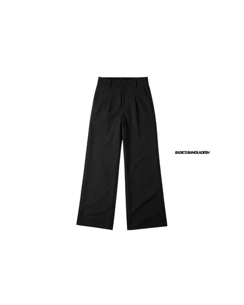 Basics Highwaisted Pleated Pants In Classic Black