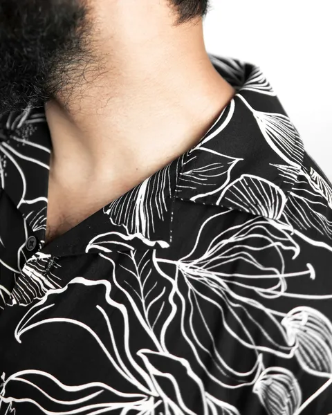 Basics Cuban Shirts in Black Floral Colourway