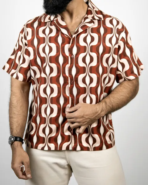 Basics Cuban Shirts in Retro Amber Colourway