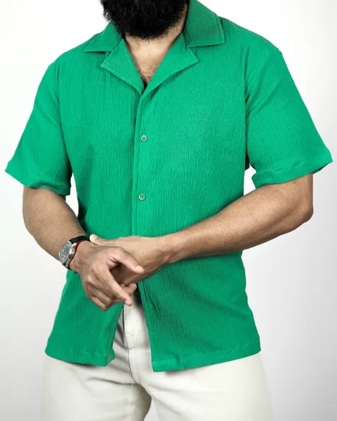 Basics Cuban Shirts in BV Green Colourway