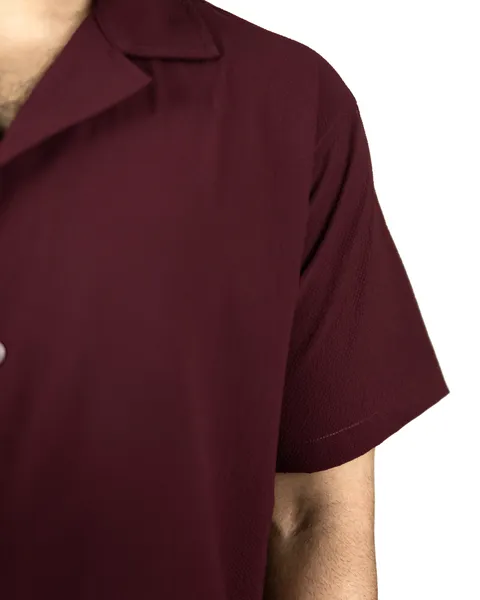 Basics Cuban Shirts in Maroon Colourway