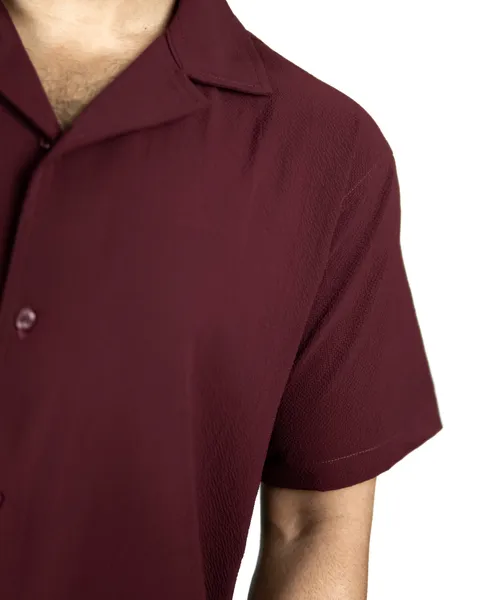 Basics Cuban Shirts in Maroon Colourway