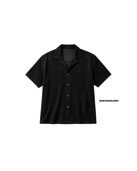 Basics Cuban Shirts in Pleated Black Colourway