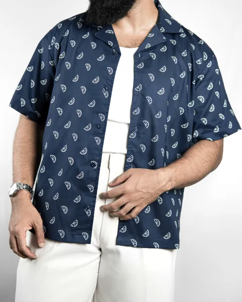 Basics Cuban Shirts in Melon Print Colourway