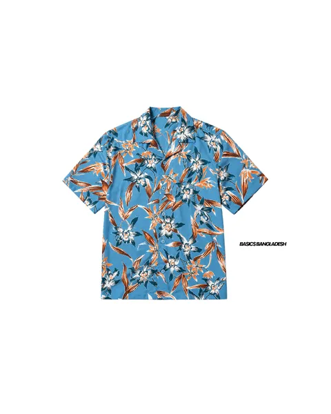 Basics Cuban Shirts in Hawaiin Print Colourway