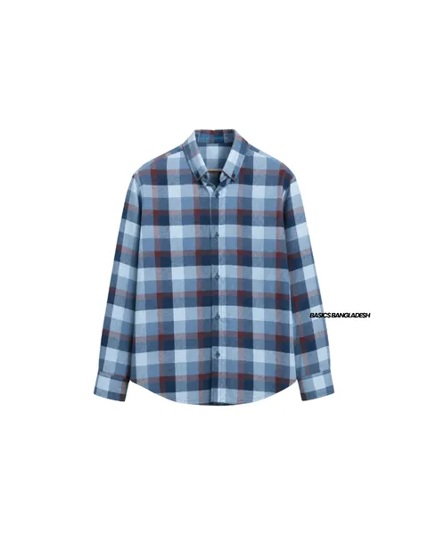 Basics Plaid Flannel Shirts in Azzure Colourway