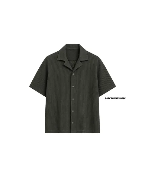 Basics Crochet Shirt In Olive Colourway