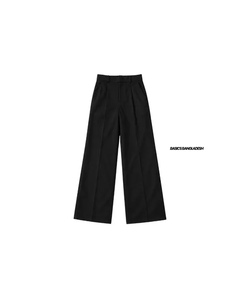 Basics Highwaisted Pleated Pants In Classic Black