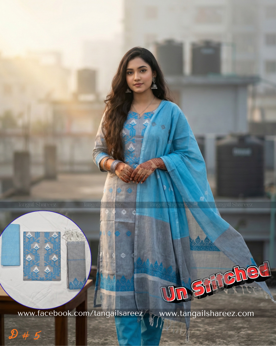 Jamdani Three Piece ( Unstitched ) D # 5