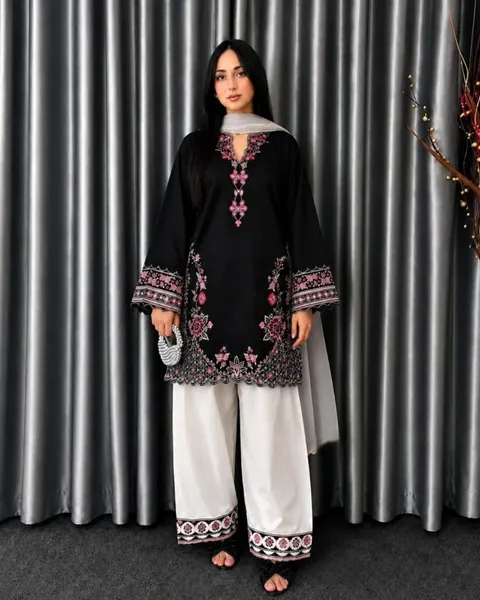Premium Embroidered Three-Piece Set for Women  