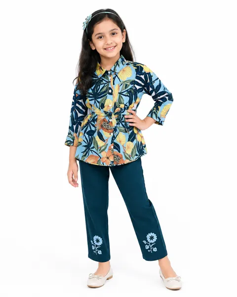Girls Floral Top & Pant Set 