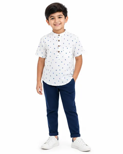 Boys White Printed Shirt – 2-8 Years
