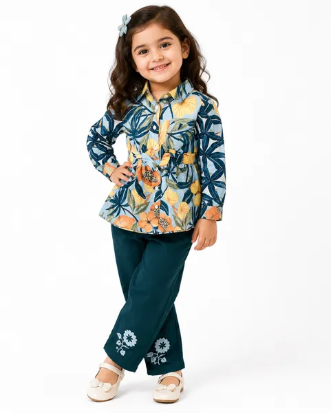 Girls Floral Top & Pant Set 