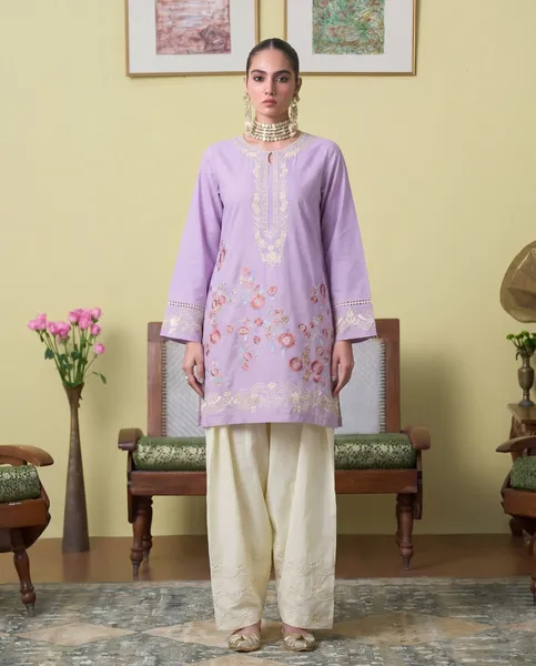 Pakistani Original Sahibas Cotton Stitched 2Pcs _ Lavender