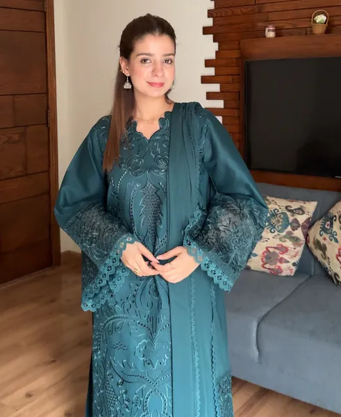 Original Pakistani Stitched 3pcs by Sadasleek _ Teal Green