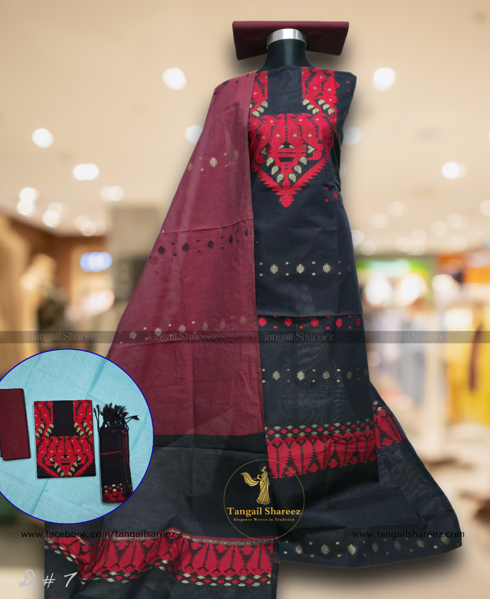 Jamdani Three Piece ( Unstitched ) D # 11 