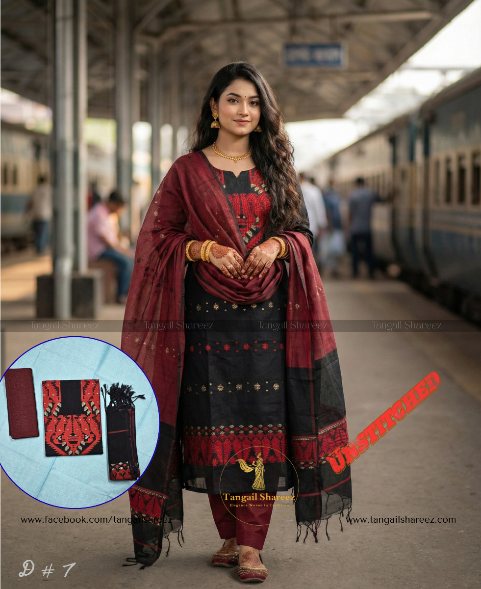 Jamdani Three Piece ( Unstitched ) D # 11 