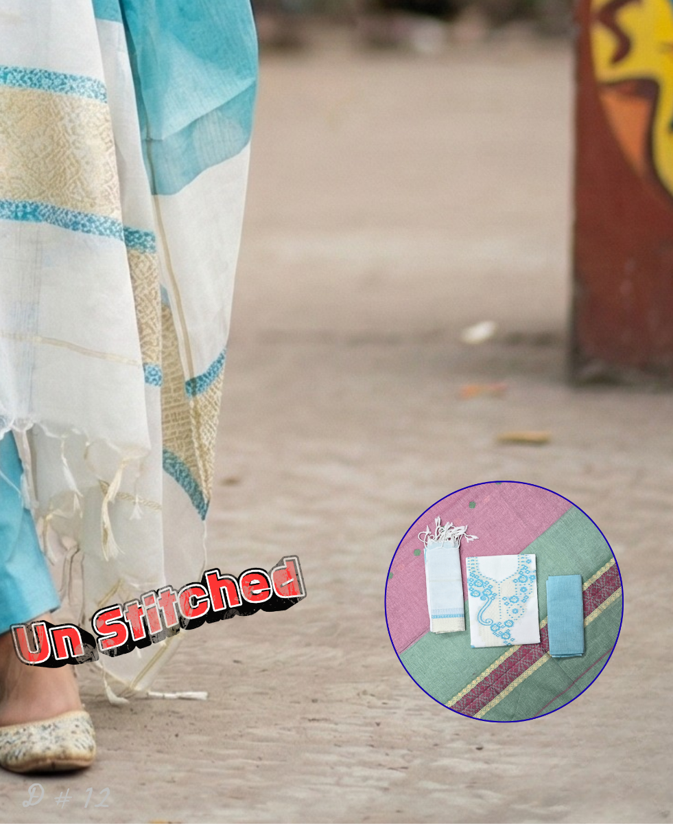Jamdani Three Piece ( Unstitched ) D # 12