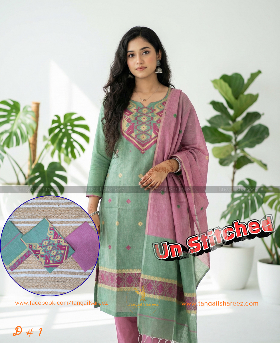 Jamdani Three Piece ( Unstitched ) D # 1