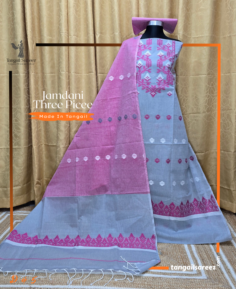 Jamdani Three Piece ( Unstitched ) D # 5