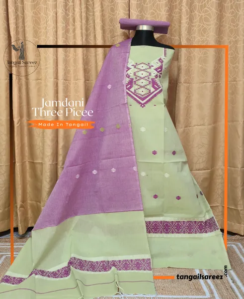 Jamdani Three Piece ( Unstitched ) D # 1
