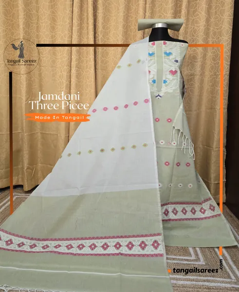 কটন জামদানি থ্রি পিস