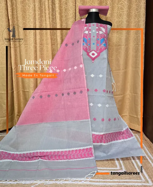 কটন জামদানি থ্রি পিস 