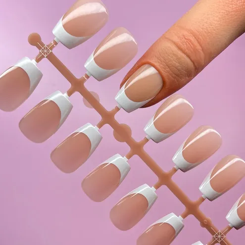 30 Pcs White French Tips Soft Gel Nail