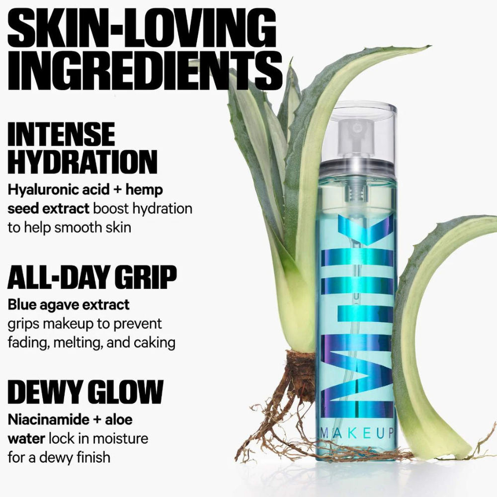 MILK MAKEUP Mini Hydro Grip Dewy Setting Spray | 12H Hydrating Skin Mist (100ml)