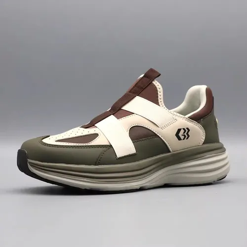 Men's Spring and Autumn New Slip-On Outdoor Casual Shoes Plaid Thick Sole Cushioning Heightening Light Commuter Sneakers