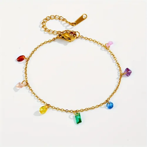 Stainless Steel Colored Zircon Bracelet