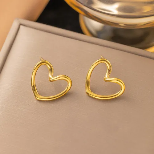 Geometric Heart Circle Earrings