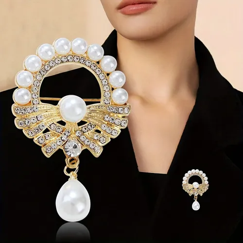 Zircon Water Drop Pearl Brooch Pin