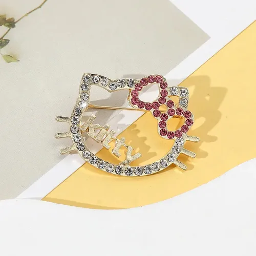 Rhinestone Hello Kitty Brooch Pin