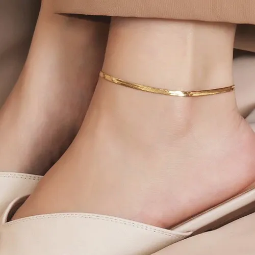Stainless Steel Chain Anklet  (1 pair)